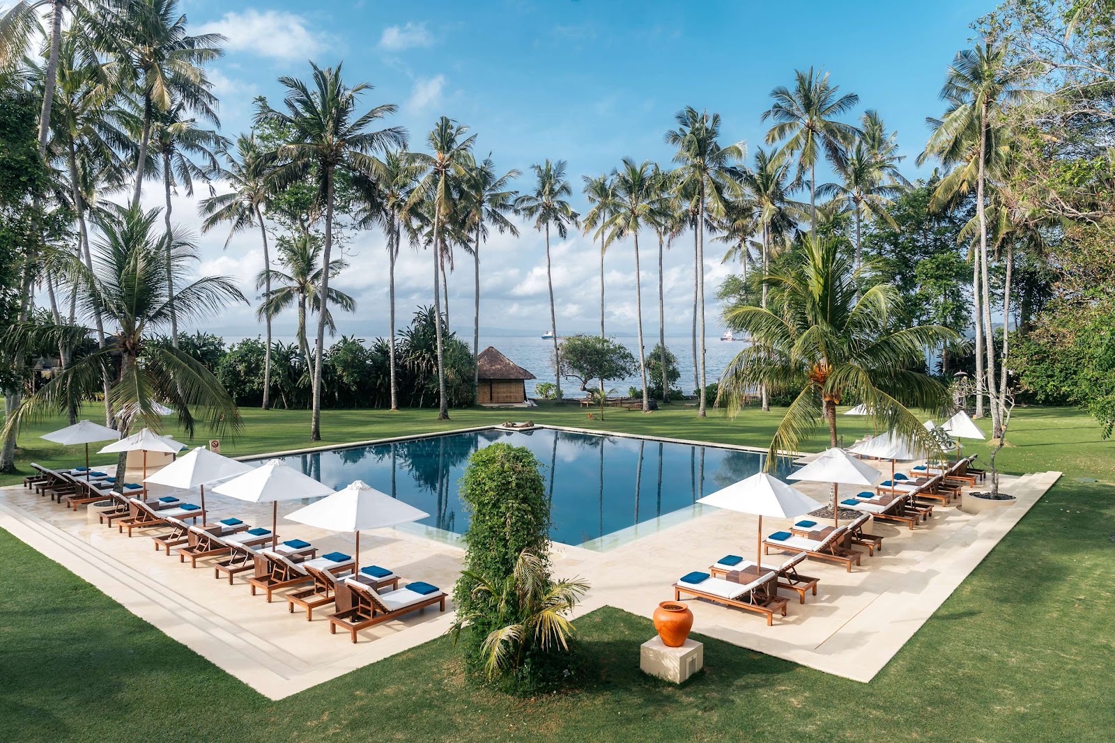 Alila Manggis oceanfront pool, a family friendly hotel in East Bali