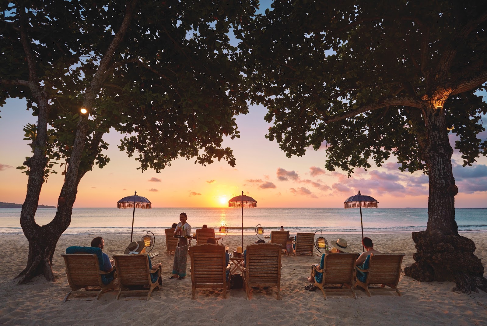 Golden sunset over the beach in Jimbaran