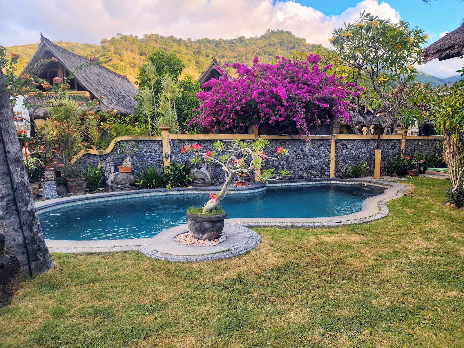 Life in Amed garden pool, one of the best family friendly hotels in East Bali