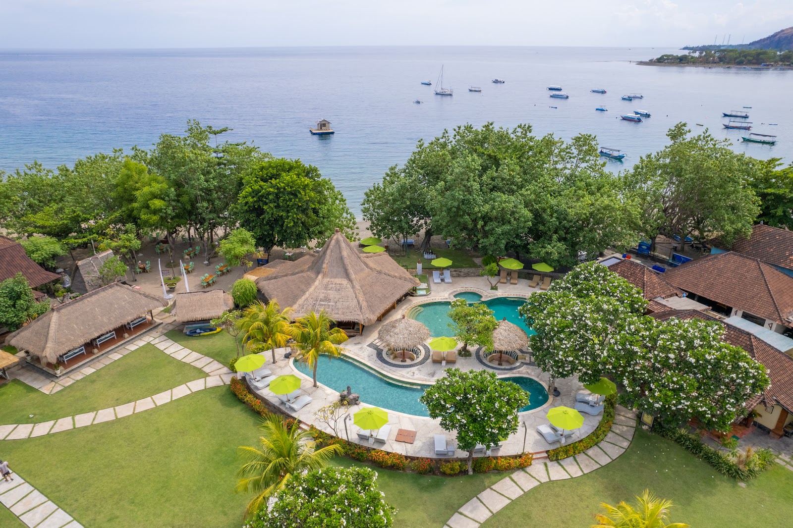 Aerial view of Pemuteran coastline, home to some of the best family friendly hotels North Bali has
