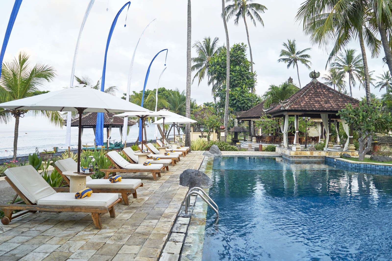 Pool with sea views at Puri Bagus Candidasa