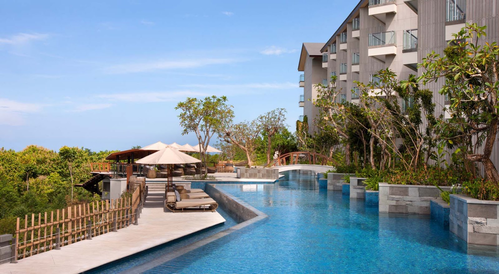 Pools cascading through the gardens at RIMBA by AYANA Bali